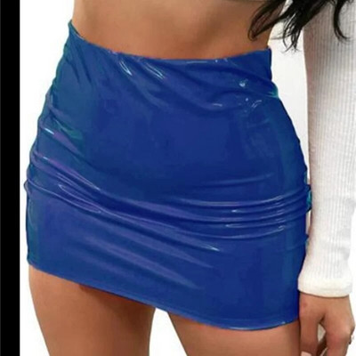 2023 Jesen, slatka, zimska crna seksi uska kožna mini suknja visokog struka, reflektirajuća PU vruća seksi korejska ženska slatka 9SVK