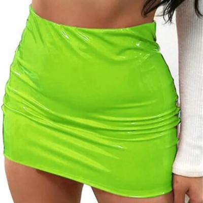 2023 Jesen, slatka, zimska crna seksi uska kožna mini suknja visokog struka, reflektirajuća PU vruća seksi korejska ženska slatka 9SVK