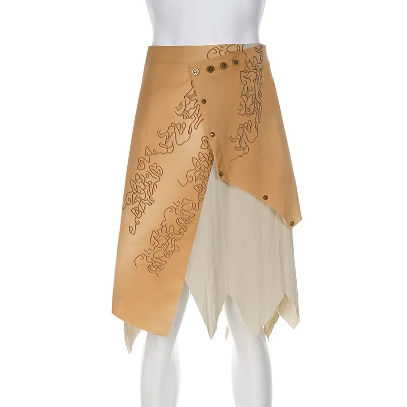 SUCHCUTE One Piece 90-ųjų Vintažiniai gėlių raštai Midi ilgas sijonas moterims aukštu juosmeniu Y2K Grunge Harajuku šventiniai sijonai