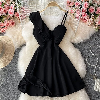 Ženske haljine za zabavu, seksi mini haljina s v-izrezom bez leđa, ljetna nova nepravilna rođendanska haljina s otvorenim ramenima