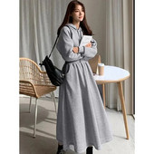 2024 NOI Rochii pentru femei Iarna 2023 Rochii lungi marimi mari American Retro Versatil Robe cu glugă îngroșare Îmbrăcăminte pentru femei