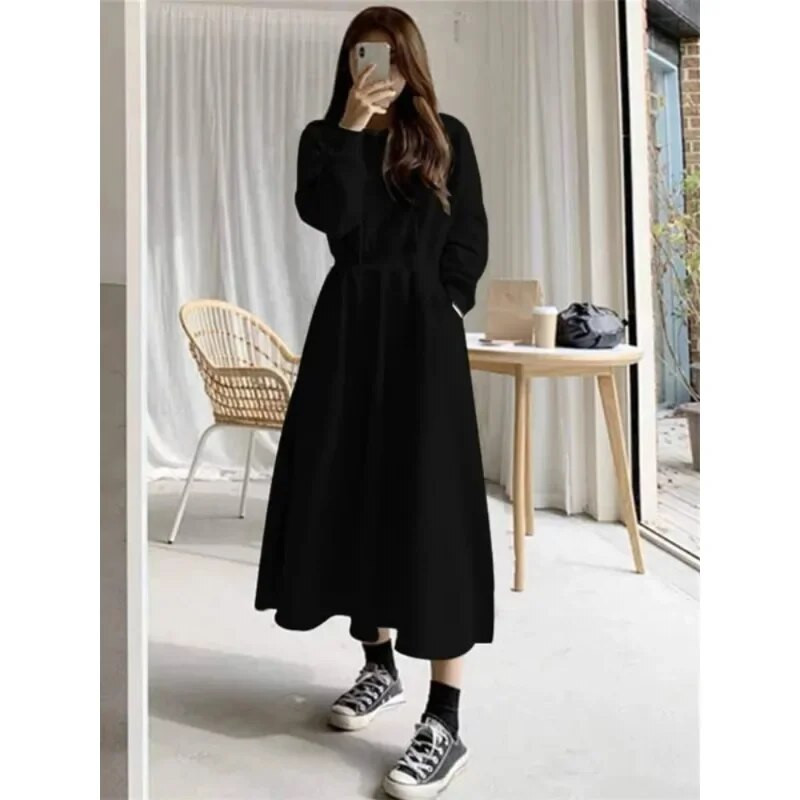 2024 NOI Rochii pentru femei Iarna 2023 Rochii lungi marimi mari American Retro Versatil Robe cu glugă îngroșare Îmbrăcăminte pentru femei