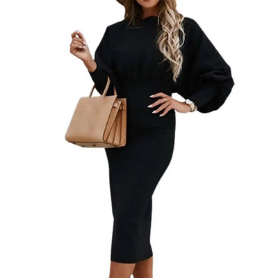 Rochie Bodycorn Textura moale Rochie de petrecere Toamna Iarna Moda intelectuala Culoare uni Rochie Bodycorn eleganta