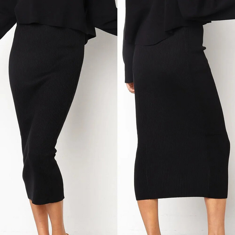 Suknje za žene Duge Faldas Largas pletene Bodycon Midi Tanka suknja Novo proljeće ljeto Jupe Femme pencil suknja crna Ropa Mujer