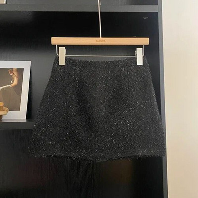 Seksi mini suknje Bling visokog struka svijetle svilene suknje A-kroja protiv pražnjenja Ženske jednobojne suknje u korejskom stilu Jesenska isporuka