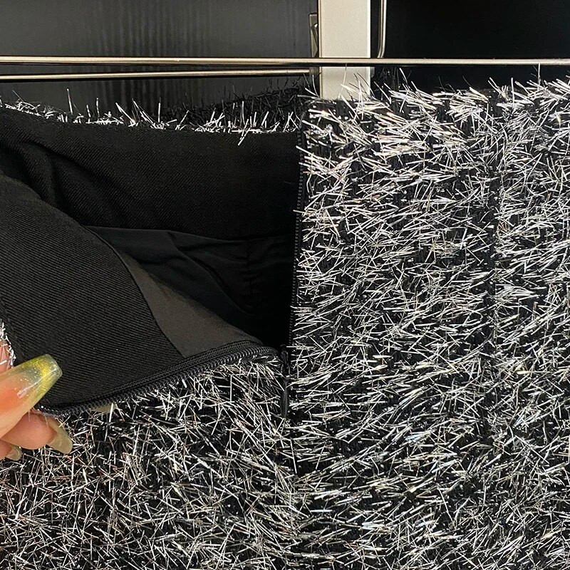 Seksi mini suknje Bling visokog struka svijetle svilene suknje A-kroja protiv pražnjenja Ženske jednobojne suknje u korejskom stilu Jesenska isporuka