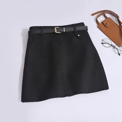 Yitimoky Övszoknyák Női Új divatos Vintage magas derekú gyapjú A Line szoknyák Alkalmi Solid Chic Bélés vékony miniszoknya