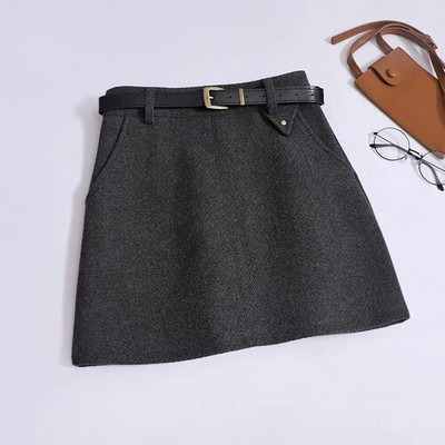 Yitimoky Övszoknyák Női Új divatos Vintage magas derekú gyapjú A Line szoknyák Alkalmi Solid Chic Bélés vékony miniszoknya