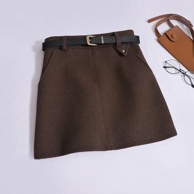 Yitimoky Övszoknyák Női Új divatos Vintage magas derekú gyapjú A Line szoknyák Alkalmi Solid Chic Bélés vékony miniszoknya