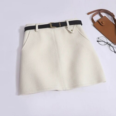 Yitimoky Övszoknyák Női Új divatos Vintage magas derekú gyapjú A Line szoknyák Alkalmi Solid Chic Bélés vékony miniszoknya