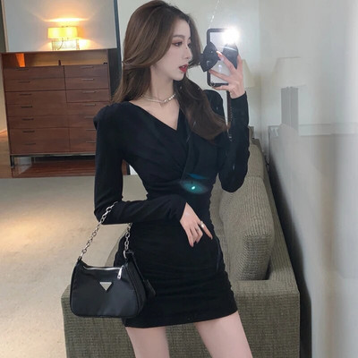 Black Flods Bodycon Sexy Mini rochie pentru femei 2023 coreean Vintage Hepburn Party Rochii toamna iarna eleganta casual rochie de bal