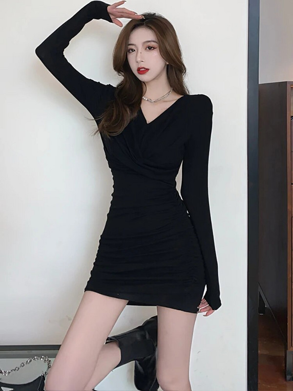 Black Flods Bodycon Sexy Mini rochie pentru femei 2023 coreean Vintage Hepburn Party Rochii toamna iarna eleganta casual rochie de bal