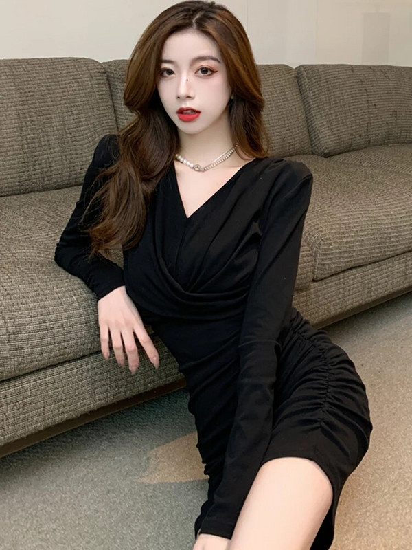 Black Flods Bodycon Sexy Mini rochie pentru femei 2023 coreean Vintage Hepburn Party Rochii toamna iarna eleganta casual rochie de bal