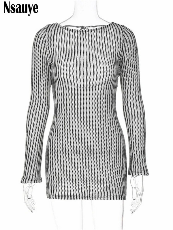 Nsauye Print Casual Fashion Κοντό Γυναικείο Μακρυμάνικο Μίνι Φορέματα Bodycon για Γυναικεία Ρούχα Νέο Χειμώνα 2023 Streetwear