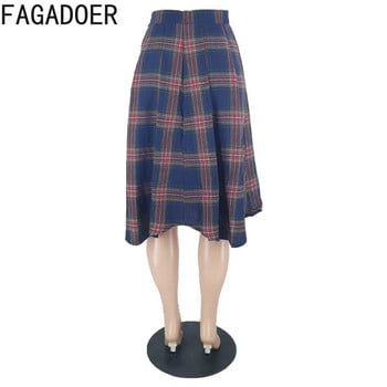 FAGADOER Fashion καρό Εκτύπωση Συνονθύλευμα Φούστες με ψηλό σκίσιμο Γυναικείες ψηλόμεσες φούστες σε γραμμή Α Άνοιξη Νέο Γυναικείο ασορτί πάτο