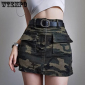 Modna nepravilna kargo traper suknja s džepovima Ženska odjeća Ljetna seksi kamuflažna mini suknja A kroja Ženski donji dio Ulična odjeća