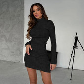Fairyshely szexi feszes, hosszú ujjú, rövid klubruha 2024-es fekete estélyi Bodycon ruhák nőknek őszi téli parti miniruha