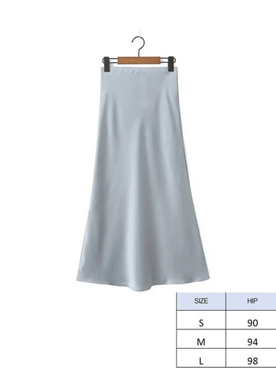 TRAF 2024 Y2K ležerna ženska maksi duga suknja u 11 boja, proljetne elastične, visokog struka, ležerne ženske satenske suknje Jupe