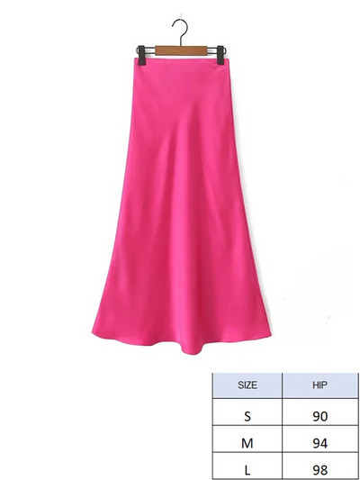 TRAF 2024 Y2K ležerna ženska maksi duga suknja u 11 boja, proljetne elastične, visokog struka, ležerne ženske satenske suknje Jupe