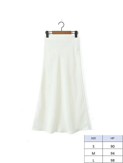 TRAF 2024 Y2K ležerna ženska maksi duga suknja u 11 boja, proljetne elastične, visokog struka, ležerne ženske satenske suknje Jupe