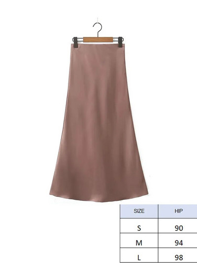 TRAF 2024 Y2K ležerna ženska maksi duga suknja u 11 boja, proljetne elastične, visokog struka, ležerne ženske satenske suknje Jupe