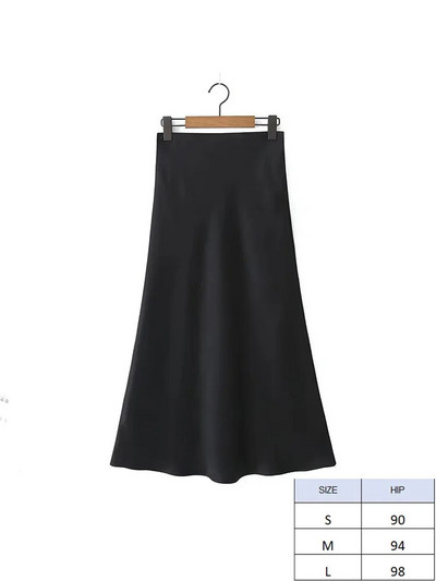 TRAF 2024 Y2K ležerna ženska maksi duga suknja u 11 boja, proljetne elastične, visokog struka, ležerne ženske satenske suknje Jupe