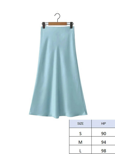 TRAF 2024 Y2K ležerna ženska maksi duga suknja u 11 boja, proljetne elastične, visokog struka, ležerne ženske satenske suknje Jupe