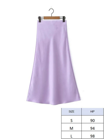 TRAF 2024 Y2K ležerna ženska maksi duga suknja u 11 boja, proljetne elastične, visokog struka, ležerne ženske satenske suknje Jupe