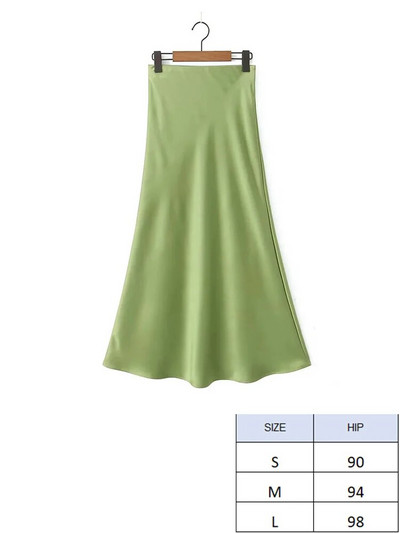 TRAF 2024 Y2K ležerna ženska maksi duga suknja u 11 boja, proljetne elastične, visokog struka, ležerne ženske satenske suknje Jupe