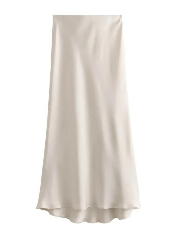 TRAF 2024 Y2K ležerna ženska maksi duga suknja u 11 boja, proljetne elastične, visokog struka, ležerne ženske satenske suknje Jupe