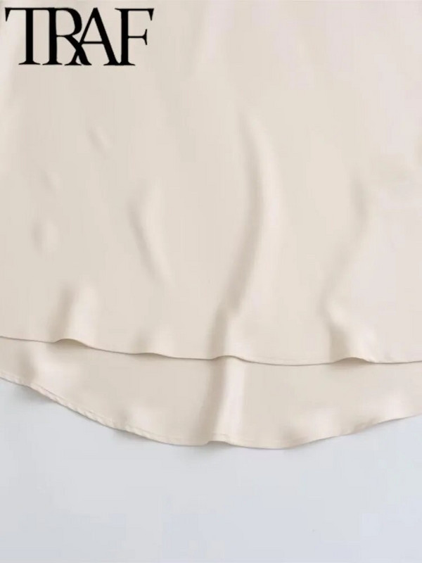 TRAF 2024 Y2K ležerna ženska maksi duga suknja u 11 boja, proljetne elastične, visokog struka, ležerne ženske satenske suknje Jupe