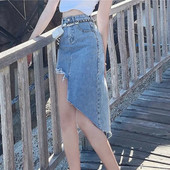 Fusta de blugi pentru femei până la genunchi Fuste midi sexy pentru femei Blugi casual modesti Ofertă estetică Transport gratuit haine V P191