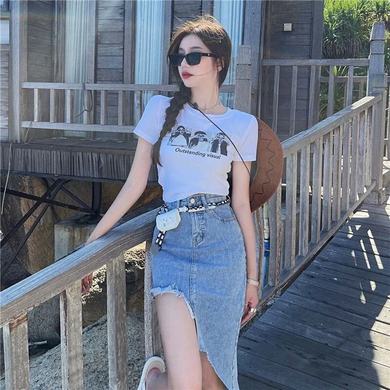 Fusta de blugi pentru femei până la genunchi Fuste midi sexy pentru femei Blugi casual modesti Ofertă estetică Transport gratuit haine V P191