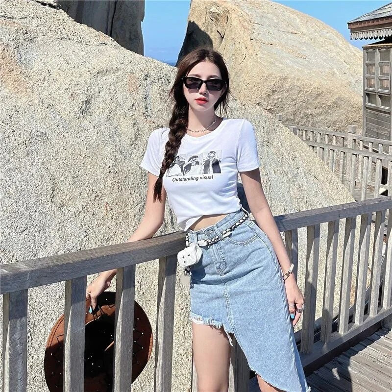 Fusta de blugi pentru femei până la genunchi Fuste midi sexy pentru femei Blugi casual modesti Ofertă estetică Transport gratuit haine V P191