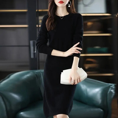 Naiste kootud pikk kleit Sügistalv Elegantne Bodyconi kampsun kleidid 2023 Kampsun Soe kleit Uudised Naiste topsid R168