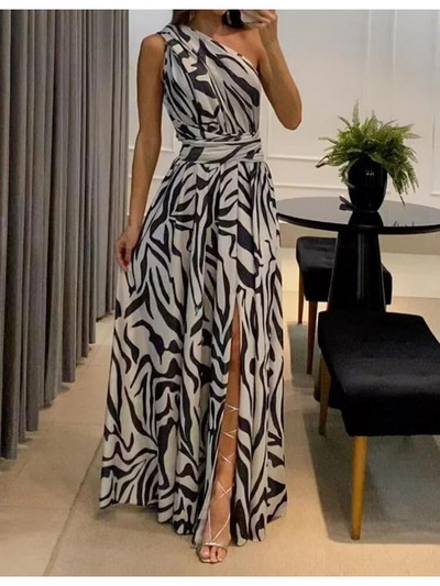 Ženska haljina s novim ljetnim printom Boho ogrtač s visećim ovratnikom i visokim strukom Split seksi haljina Duge haljine Ženska odjeća Haljine za zabave
