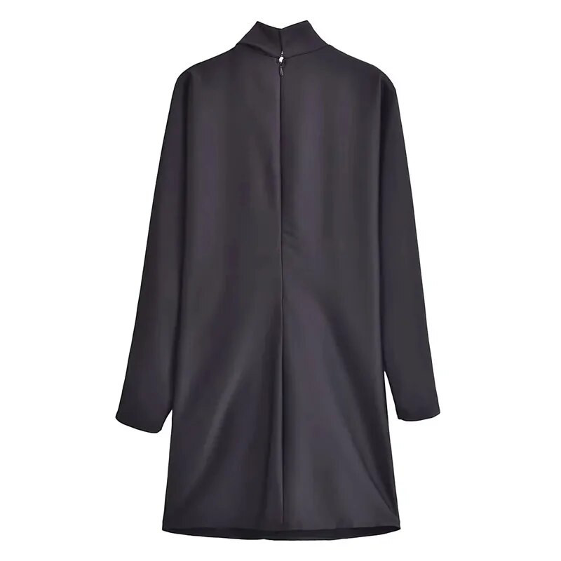 TRAF Crvena mini haljina Ženske kratke haljine s visokim izrezom Jesen Zima Haljine dugih rukava Chic i elegantna ženska haljina