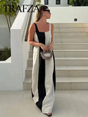 Γυναικείο καλοκαιρινό φόρεμα μόδας TRAFZA Λευκή και μαύρη ρίγα αμάνικο φαρδύ μακρύ φόρεμα Γυναικείο ευέλικτο στυλ παραλίας Mujer Vestidos