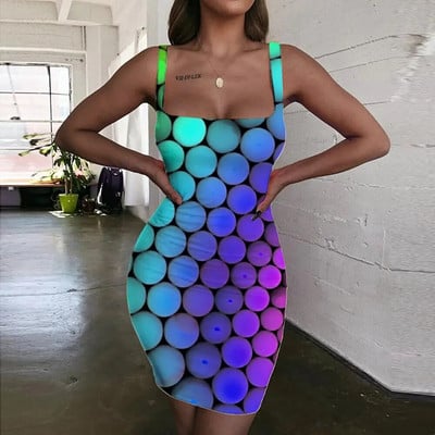 KYKU Πολύχρωμο Γυναικείο Φόρεμα Rainbow Halter Αμάνικο Ζάλη Vestido Sexy Art Γυναικεία Φορέματα Γυναικεία Ρούχα Πάρτι Παραλία Παραλία