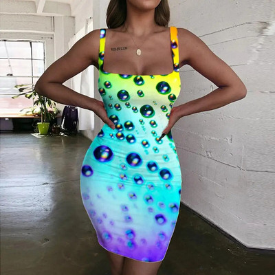 KYKU Πολύχρωμο Γυναικείο Φόρεμα Rainbow Halter Αμάνικο Ζάλη Vestido Sexy Art Γυναικεία Φορέματα Γυναικεία Ρούχα Πάρτι Παραλία Παραλία