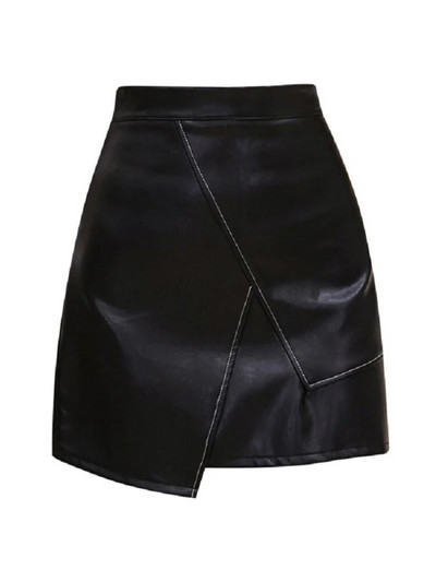 CHIC Ins fustă mini pentru femei cu talie înaltă Pantaloni pantaloni neregulați pentru școală Fusta PU din imitație Pantaloni scurți din piele artificială