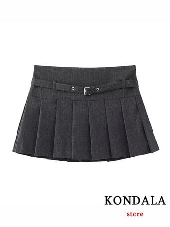 KONDALA Vintage Casual Chic Γυναικεία φούστα Μασίφ κοντό φερμουάρ ίσια κοντή φούστα Νέα μόδα 2024 Φθινοπωρινή γιορτινή μίνι φούστα