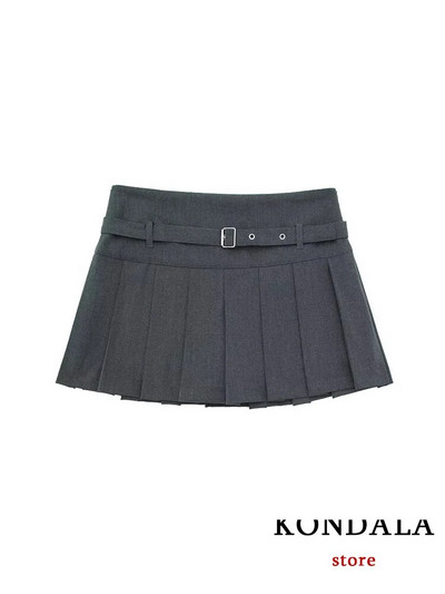 KONDALA Vintage Casual Chic Γυναικεία φούστα Μασίφ κοντό φερμουάρ ίσια κοντή φούστα Νέα μόδα 2024 Φθινοπωρινή γιορτινή μίνι φούστα