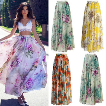 1 ΤΕΜ. δημοφιλές σιφόν BOHO Γυναικείο Floral Jersey Gypsy Long Maxi Full Skirt Beach Sun Dress Υψηλής ποιότητας Όμορφο γυναικείο φόρεμα