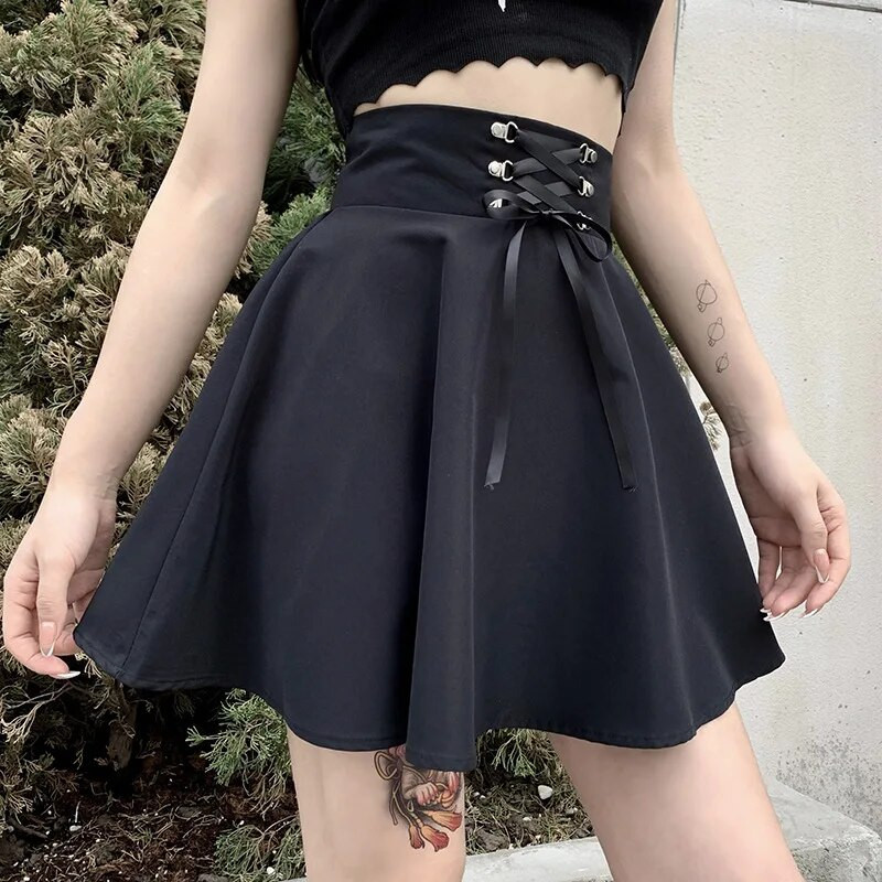 FICHOR Crna kockasta ženska gotička suknja Ženska plisirana proljeće jesen Djevojačka hip hop ženska punk gotička mini suknja Clubwear