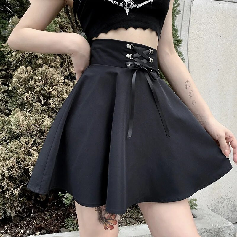 FICHOR Crna kockasta ženska gotička suknja Ženska plisirana proljeće jesen Djevojačka hip hop ženska punk gotička mini suknja Clubwear