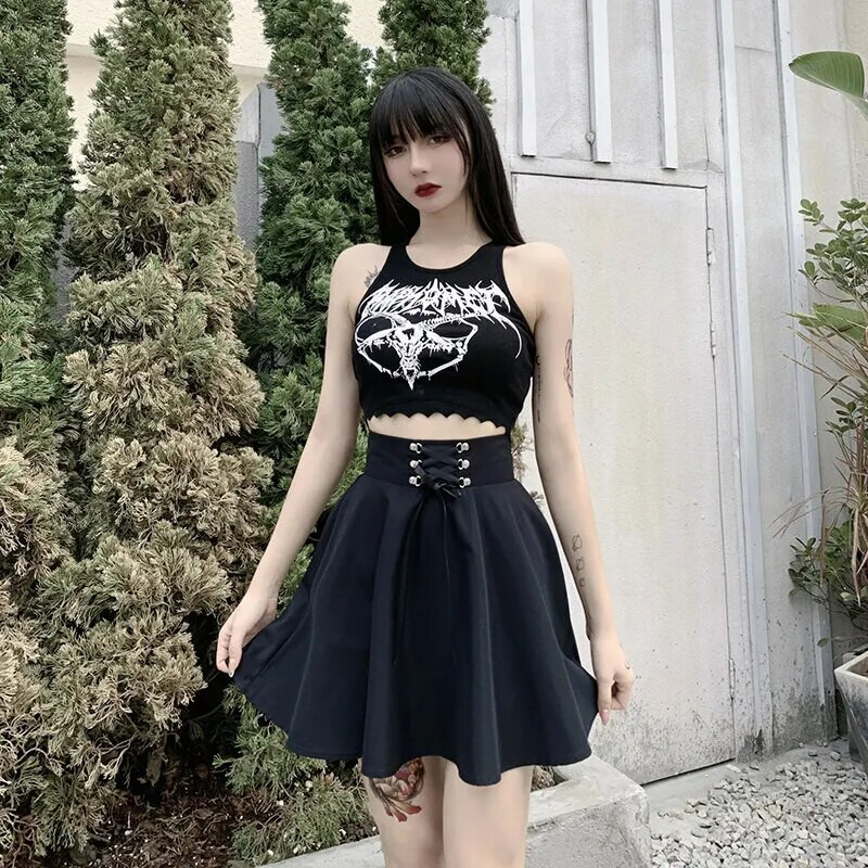 FICHOR Crna kockasta ženska gotička suknja Ženska plisirana proljeće jesen Djevojačka hip hop ženska punk gotička mini suknja Clubwear