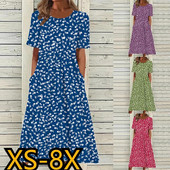 2023 Summer Beach Sundress Casual Γυναικεία Υπερμεγέθη Μακριά Φορέματα Γυναικεία Μόδα Φαρδιά Μίντι Τσέπη με κοντό μανίκι με στρογγυλή λαιμόκοψη