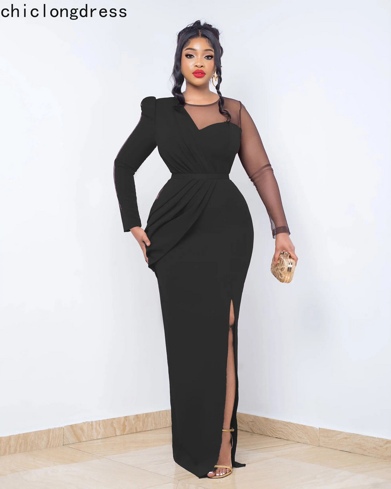 Rochie de petrecere din plasă, sexy, de primăvară, elegantă, de modă pentru femei, OL subțire, cu mânecă lungă, rochie de mireasă lungă de seară