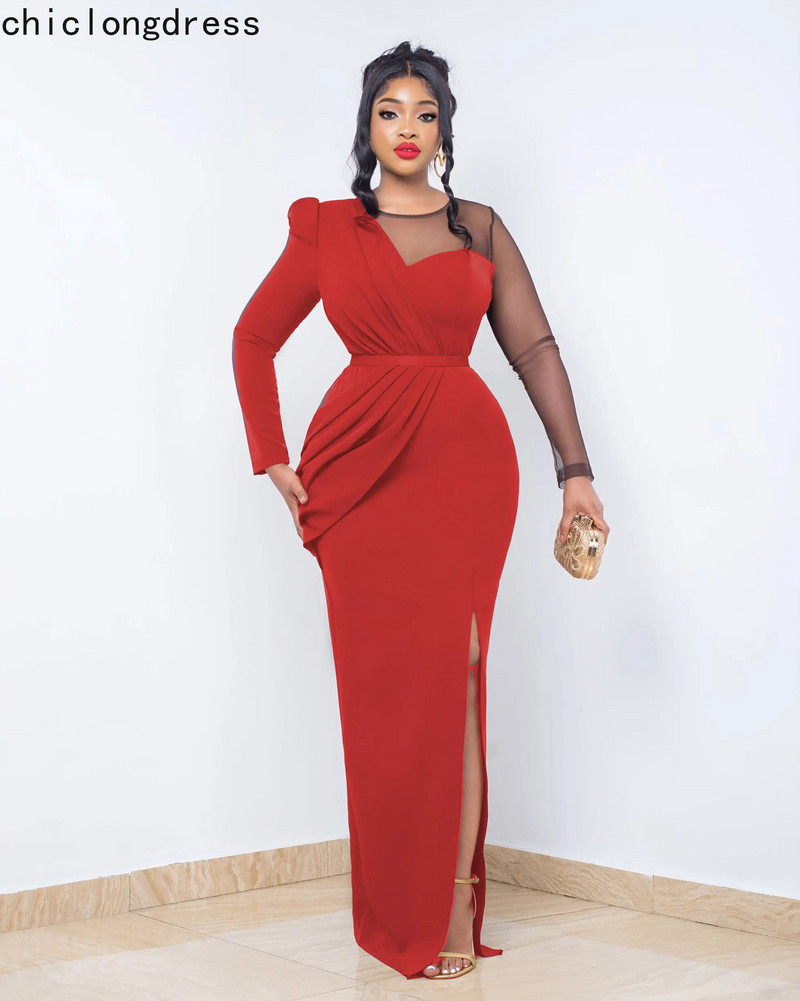 Rochie de petrecere din plasă, sexy, de primăvară, elegantă, de modă pentru femei, OL subțire, cu mânecă lungă, rochie de mireasă lungă de seară